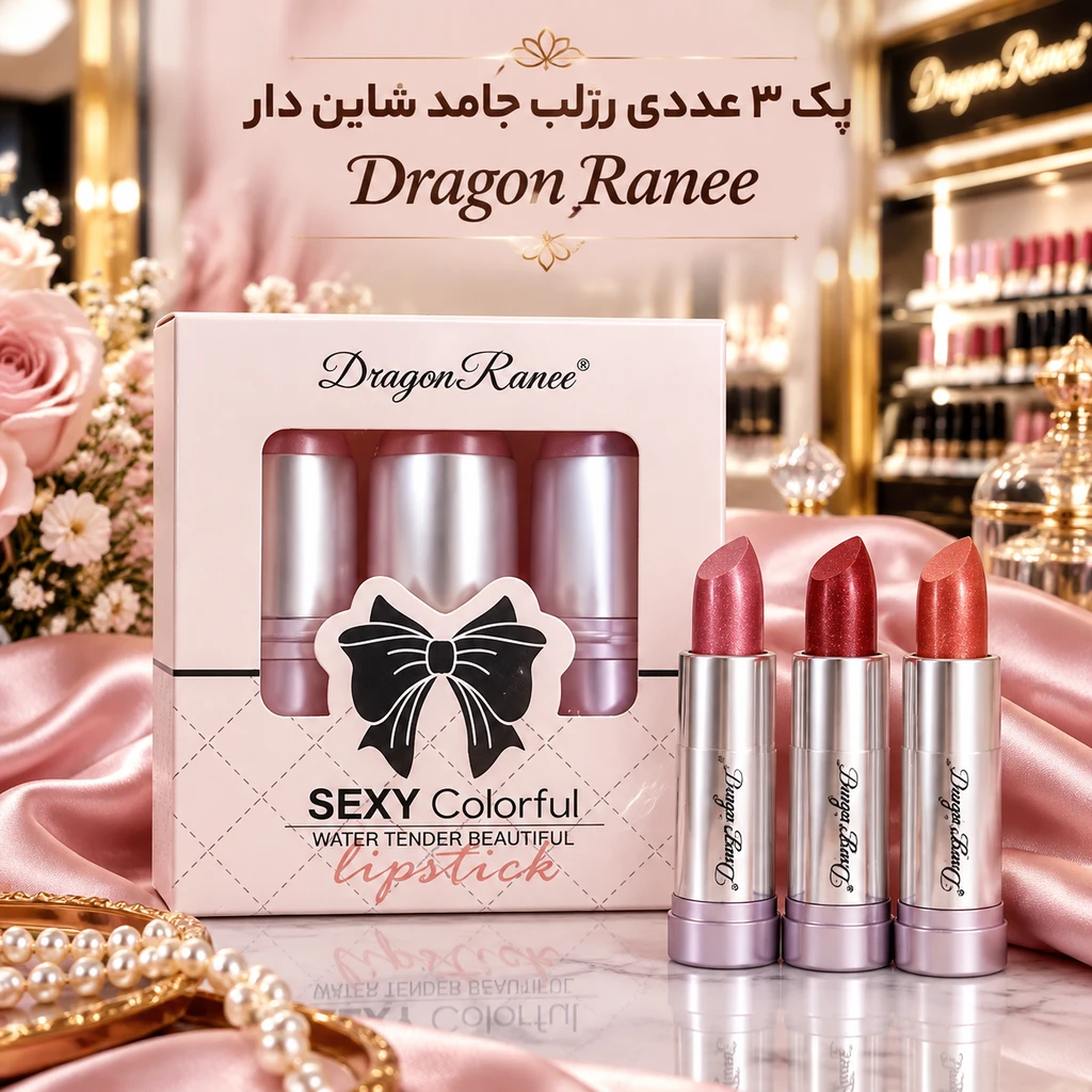 محیطو زیبا کن و بنویس پک 3 عددی رژلب جامد شاین دار dragon Ronee