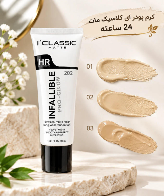 کرم پودر ای کلاسیک مات 24 ساعته حاوی ابرسان دهی پوست