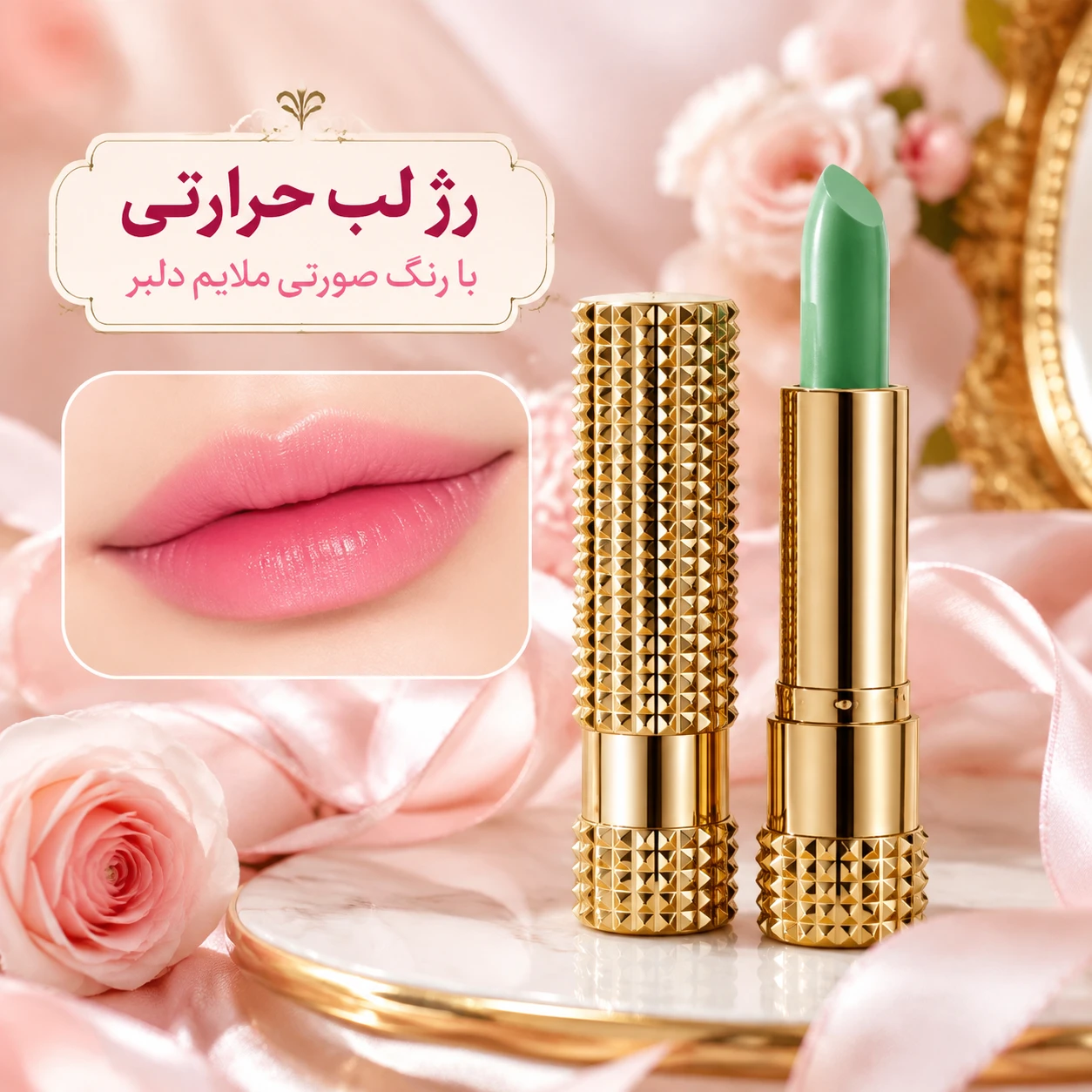 رژ لب حرارتی با رنگ صورتی جذاب و دلبر اصل